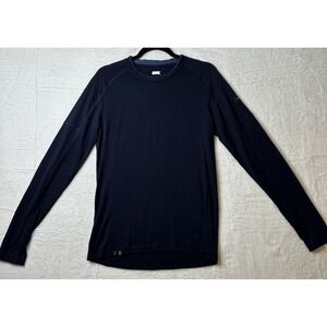 Forclaz Merino Wool Long Sleeve Base Layer Navy Blue Hiking Shirt Mens Small